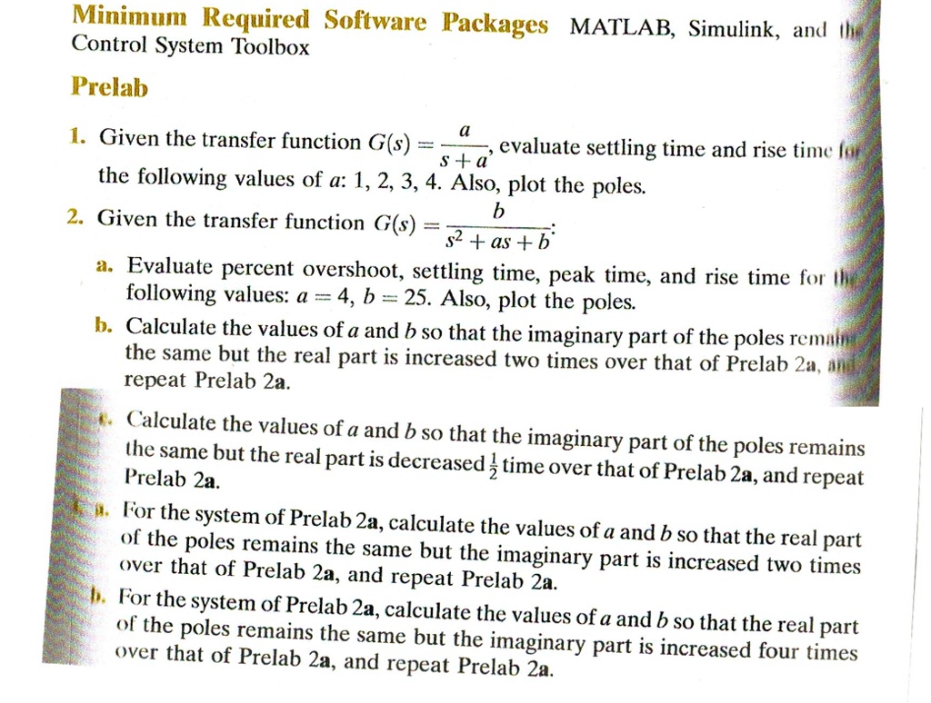 SOLVED: Minimum Required Software Packages MATLAB, Simulink, And Th ...