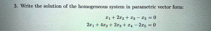 SOLVED: Write the solution of the homogeneous system in parametric ...
