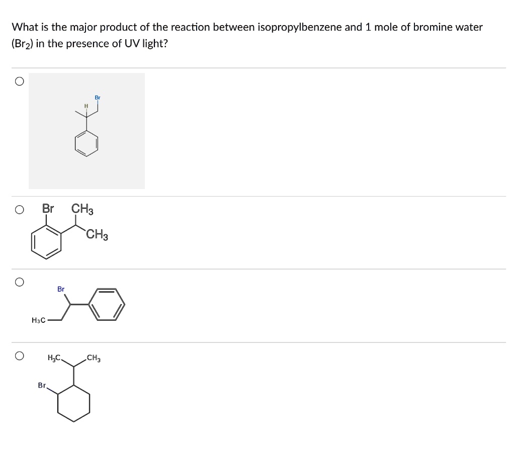 SOLVED What is the major product of the reaction between