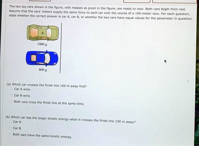 SOLVED: The Two Toy Cars Shown In The Figure, With Masses As Given In ...