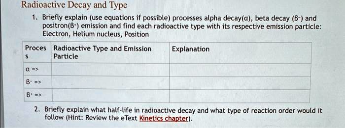 SOLVED: Radioactive Decay And Type 1. Briefly Explain The Use Of ...