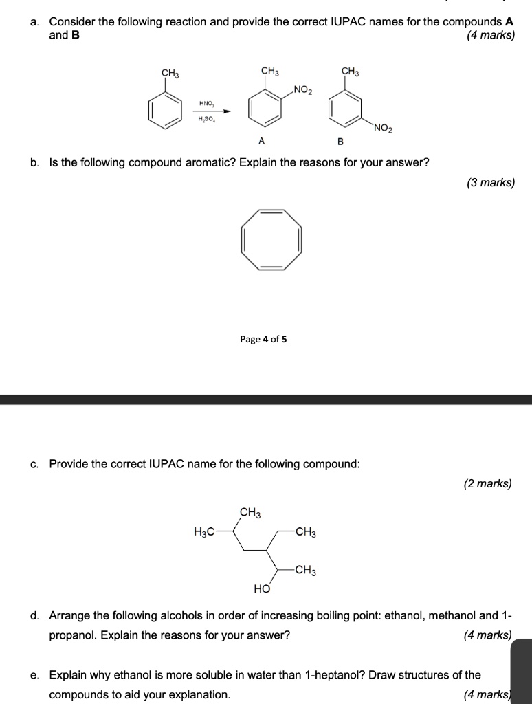 Solved Consider The Following Reaction And Provide The Correct Iupac