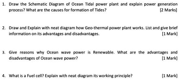 1. Draw the Schematic Diagram of Ocean Tidal power plant and explain ...