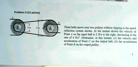 SOLVED: Problem 3 (15 points) Three belts move over two pulleys without ...