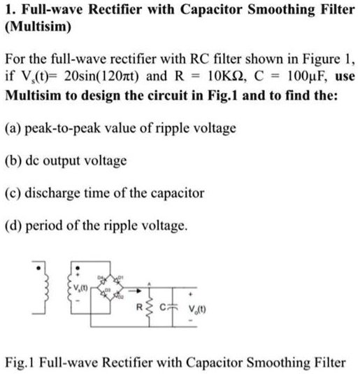 SOLVED Fullwave Rectifier with Capacitor Smoothing Filter (Multisim