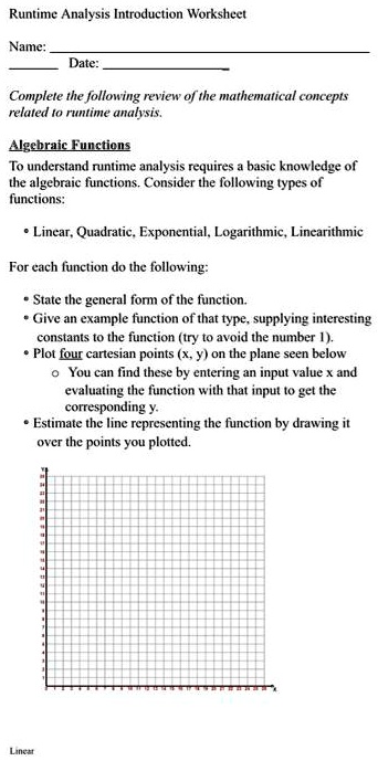 SOLVED: Runtime Analysis Introduction Worksheet Name: Date: Complete ...