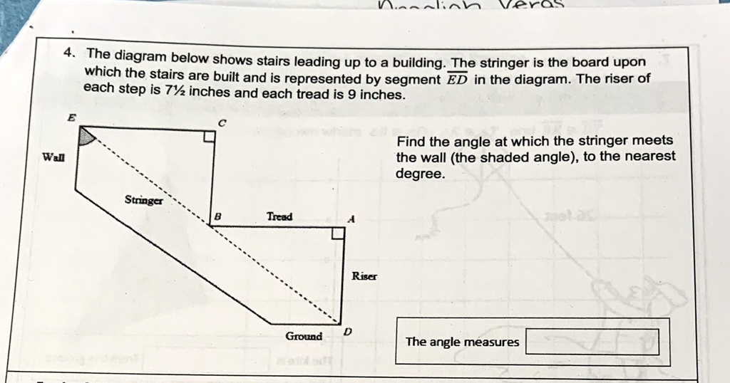 4. The diagram below shows stairs leading up to a building. The ...