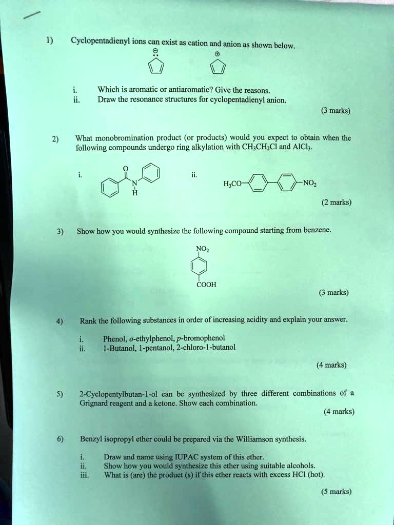 SOLVED: Cyclopentadienyl ions can exist as cation and anion as shown ...