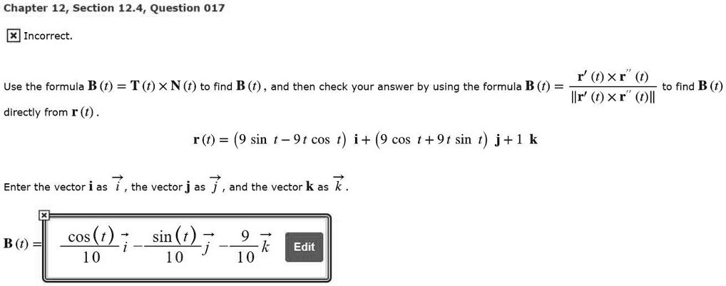 SOLVED: Chapter 12, Section 12.4, Question 017 Incorrect 1 ()xr