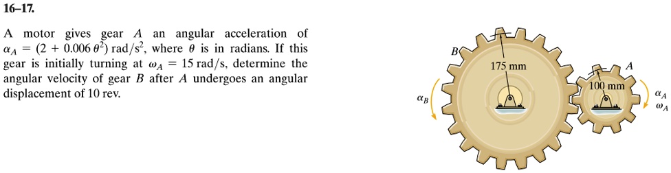 SOLVED: A Motor Gives Gear A An Angular Acceleration Of Î± = (2 + 0. ...