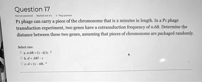 SOLVED: Question 17 Vectcn Hulrealiln P1 phage can carry piece of the ...