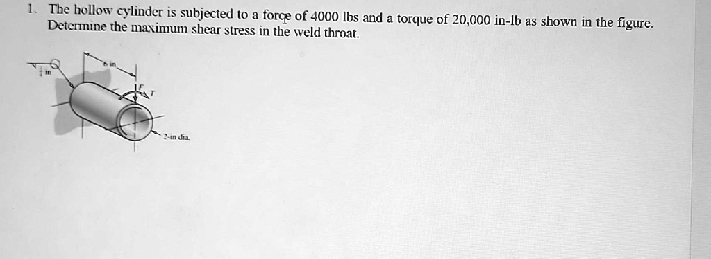 1. The hollow cylinder is subjected to a force of 4000 lbs and a torque ...