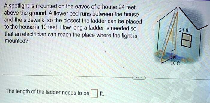 SOLVED: A spotlight is mounted on the eaves of a house 24 feet above ...