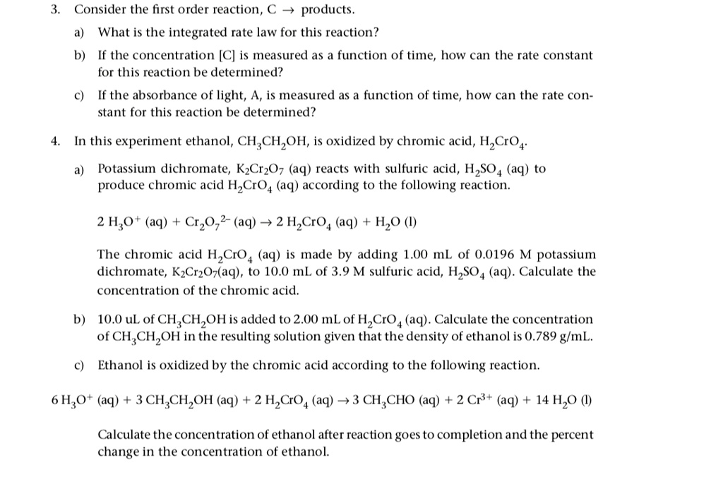 SOLVED: Consider the first-order reaction, â‚¬ products. What is the ...