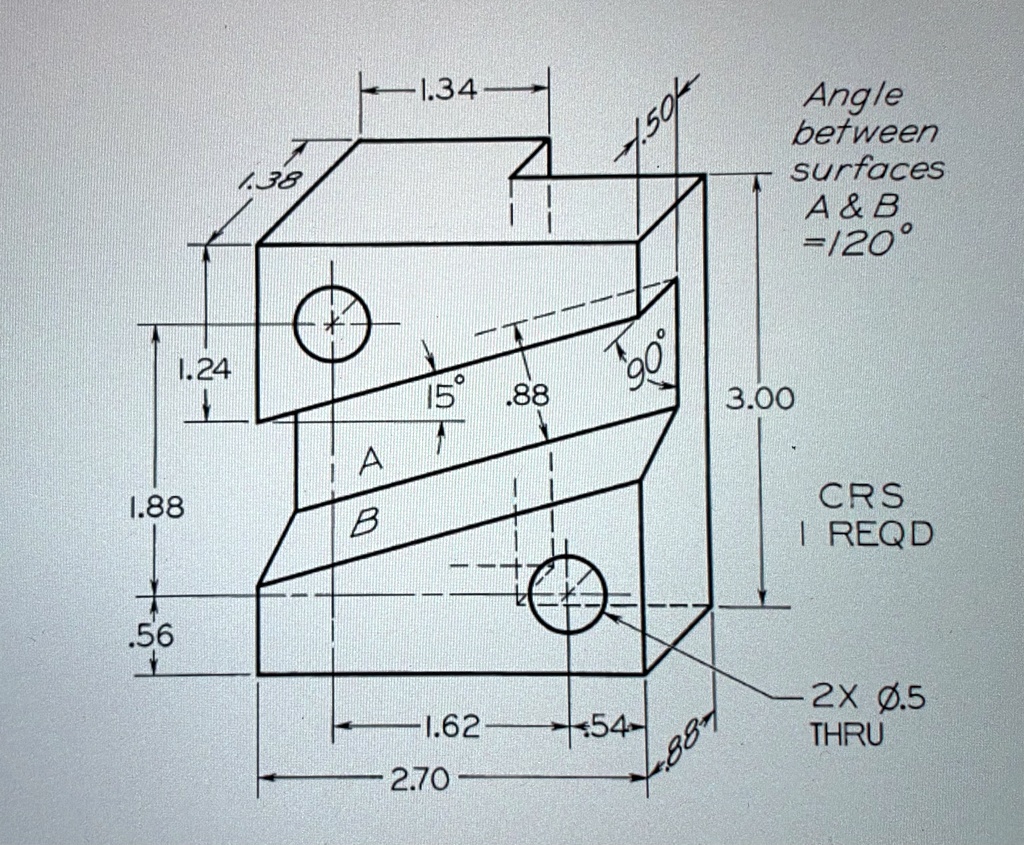 In autocad construct two principal views and one true size...