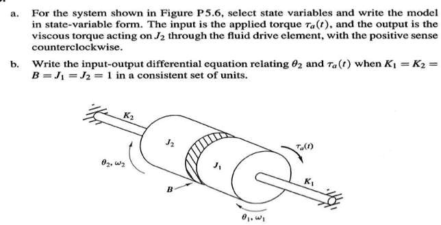 SOLVED: For the system shown in Figure P5.6, select state variables and ...