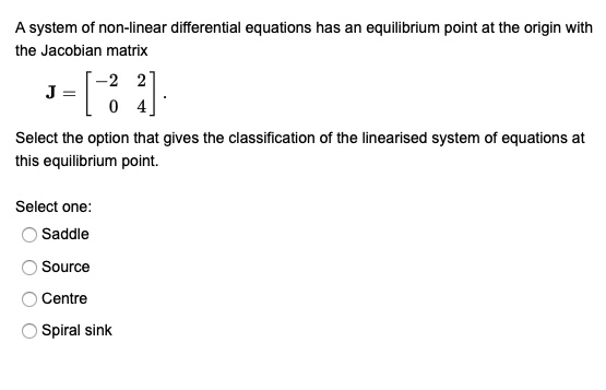 a system of non linear differential equations has an equilibrium point ...