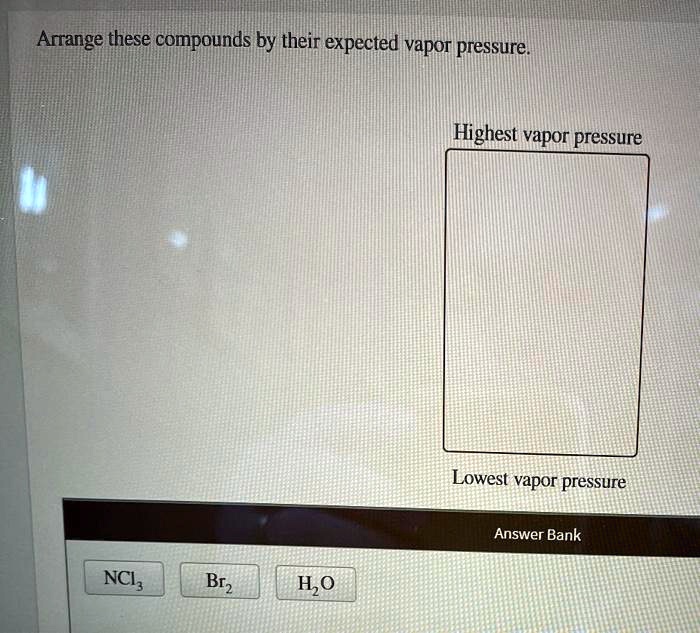 SOLVED Arrange these compounds by their expected vapor pressure
