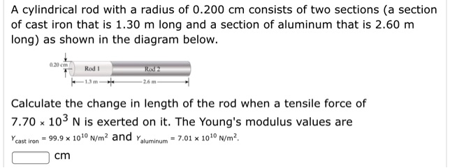 Rod Radius Calculation SOLVED: cylindrical rod with radius of 0.200 cm consists of two ...
