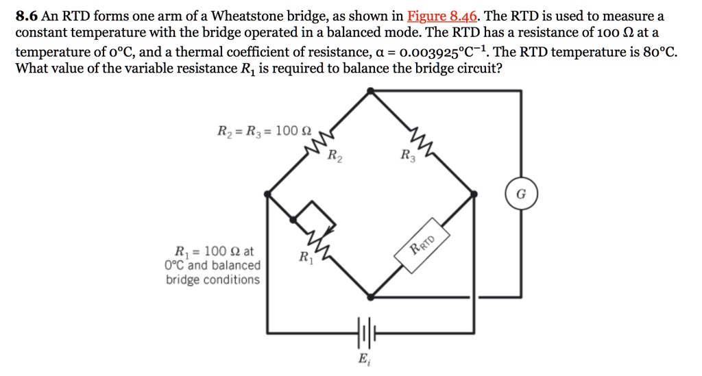 SOLVED: 8.6 An RTD Forms One Arm Of A Wheatstone Bridge, As Shown In ...