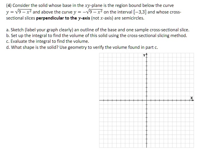 SOLVED: (4) Consider the solid whose base in the xy-plane is the region ...