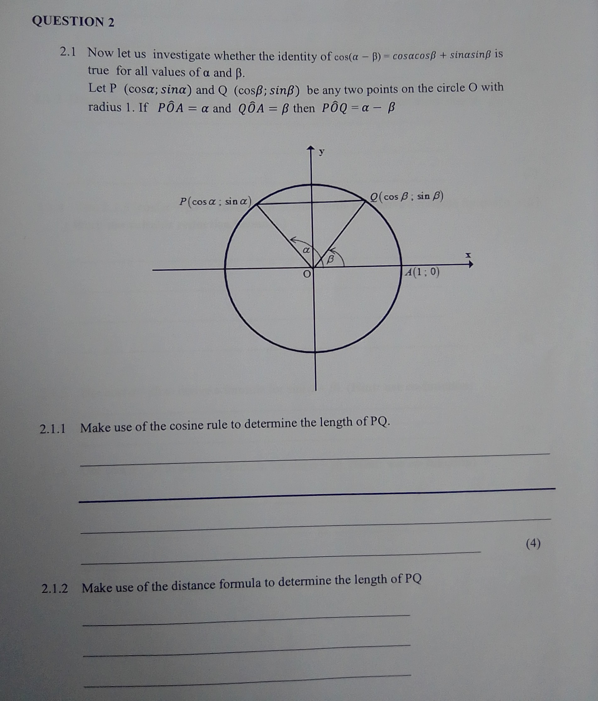 SOLVED QUESTION 2 2.1 Now let us investigate whether the identity of