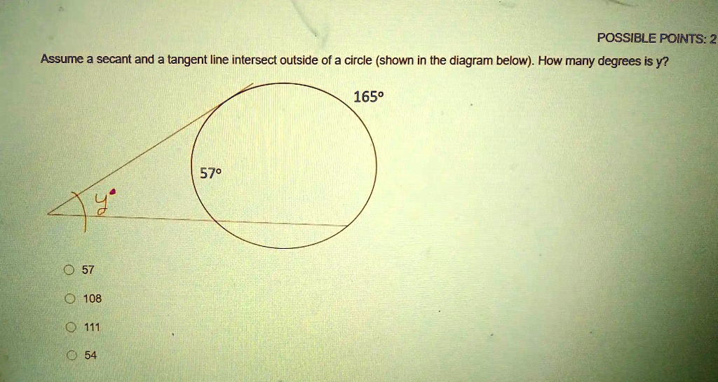SOLVED POSSIBLE POINTS 2 Assume a secant and a tangent Iine intersect