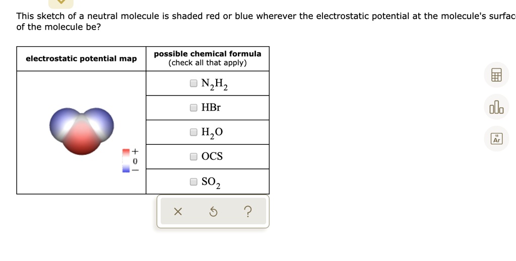 this sketch of a neutral molecule is shaded red or blue wherever the ...