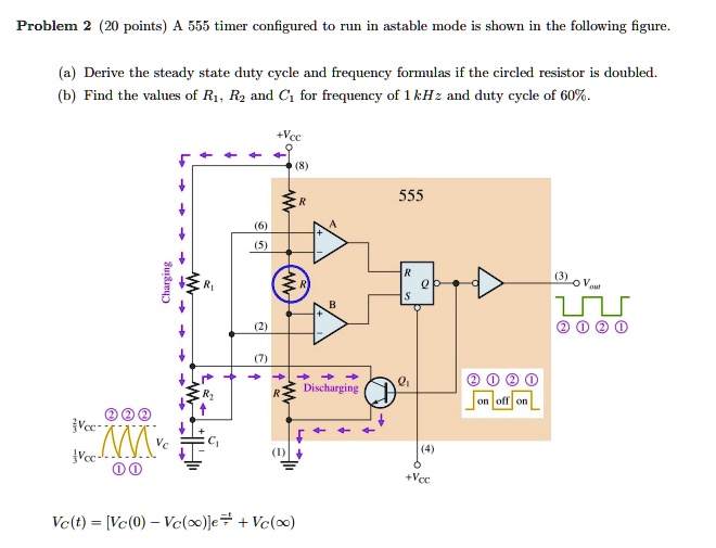 SOLVED Problem 2 (20 points) A 555 timer configured to run in astable
