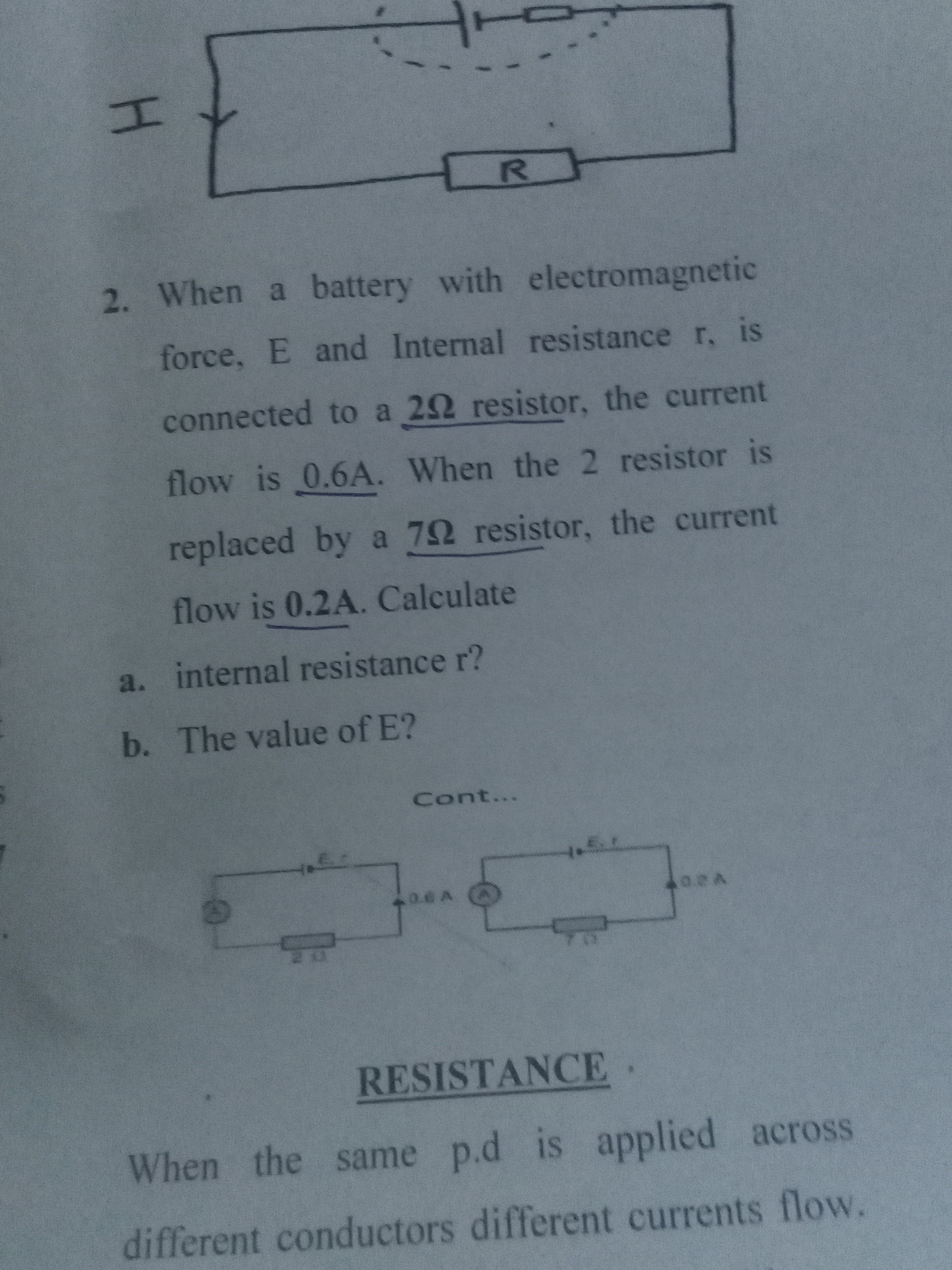SOLVED 2. When a bancry with force. E and Intemal