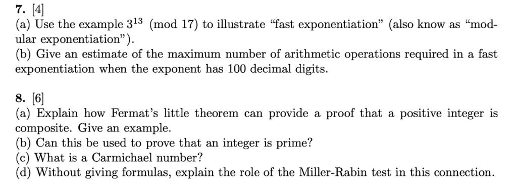 SOLVED: 7 4 (a) Use the example 313 (mod 17) to illustrate quot fast SOLVED: 7 4 (a) Use the example 313 (mod 17) to illustrate quot fast