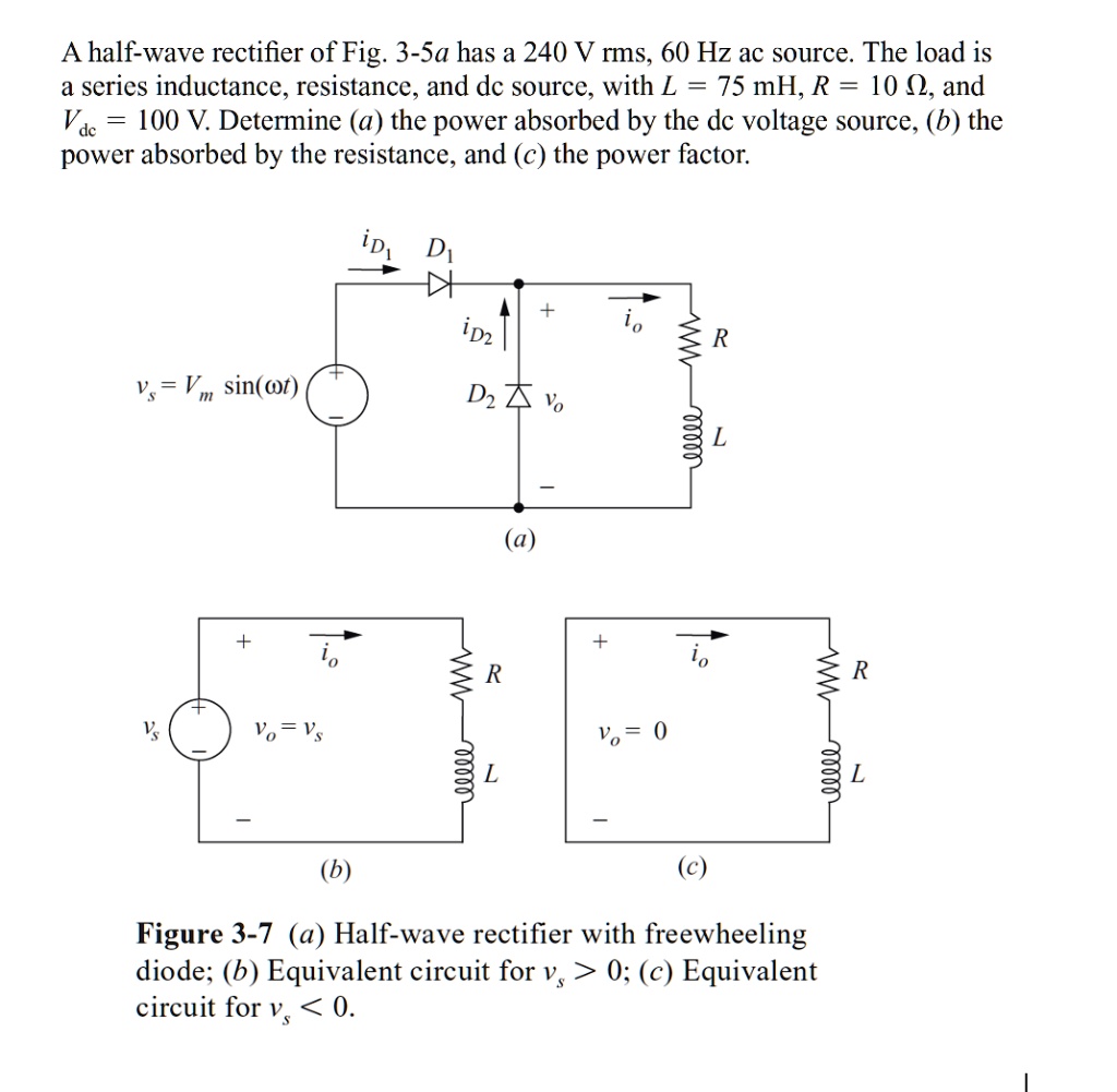 A Half Wave Rectifier Of Fig 3 5a Has A 240 V Rms 60 Hz Ac Source The ...