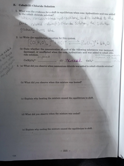 SOLVED: Cobalt(II) Chloride Solution: What was the evidence for an ...