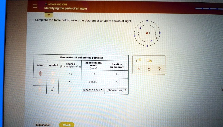 Solved Atoms And Ions Identifying The Parts Of An Atom Complete The Table Below Usinq The 8676