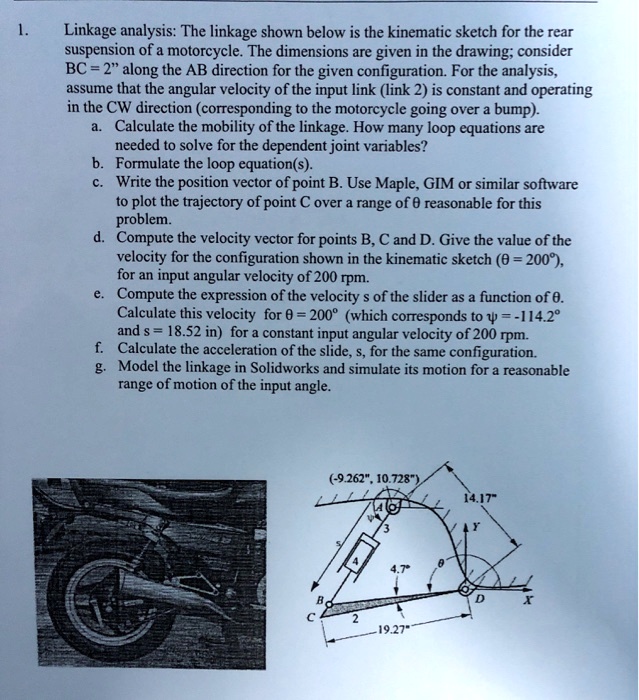 SOLVED Linkage analysis The linkage shown below is the kinematic