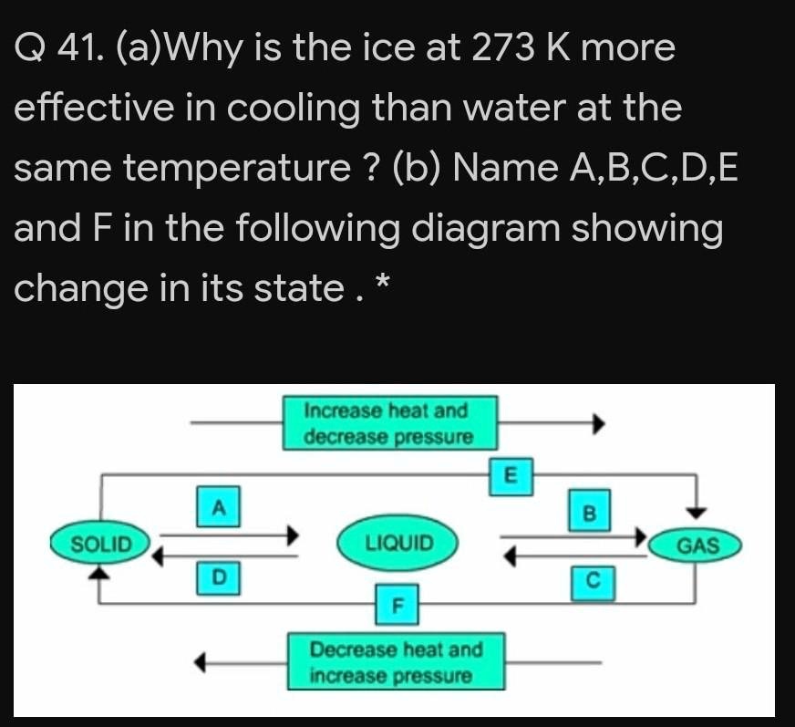SOLVED (a) Why is the ice at 273 K more effective in cooling than
