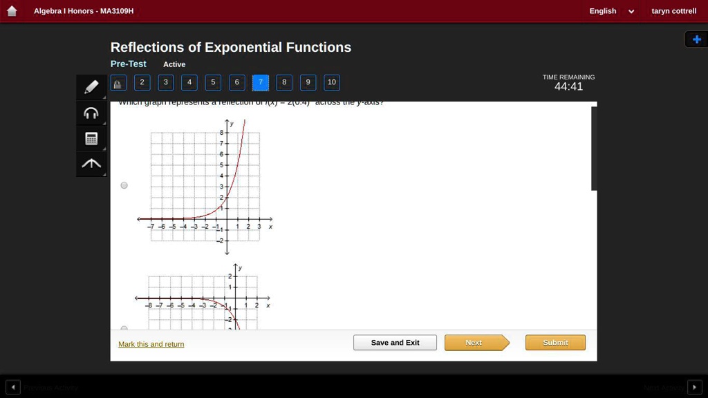 Which graph represents a reflection of f(x) = 2(0.4)x across the y-axis ...