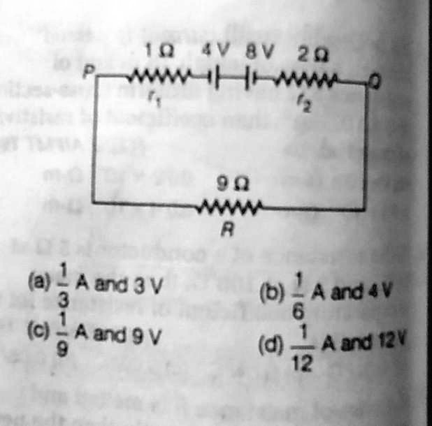 SOLVED Two batteries of emf 4V and 8V with internal resistance 1 ohm