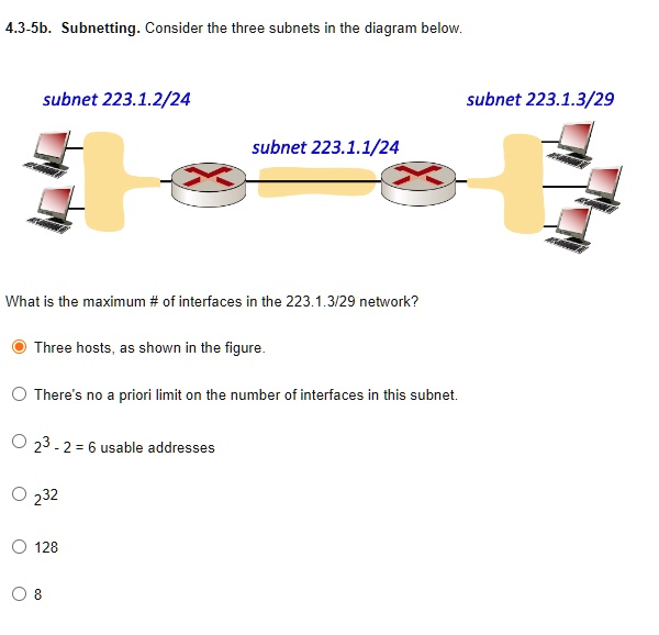 4.3-5b. Subnetting. Consider the three subnets in the diagram below ...