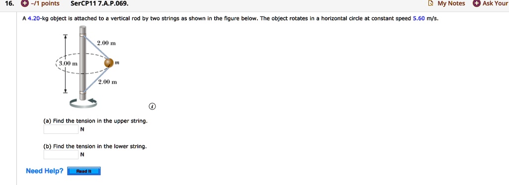 Solved: +- 1 Points Sercp11 7.ap.069. My Notes Ask Your 4.20-kg Object 