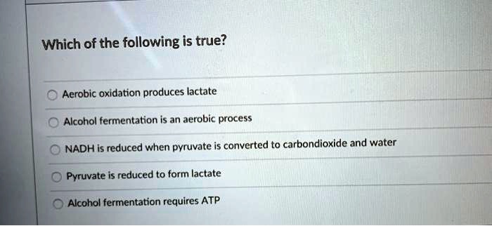 Which Of The Following Statements About Fermentation Is True SOLVED: Which of the following is true? Aerobic oxidation produces