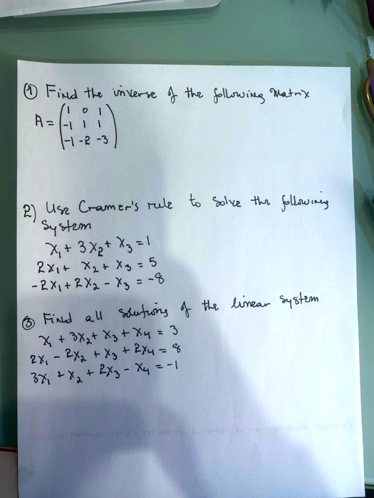 Solved Fid Un Ver 4 Thefllswins Mat X A Usz Cramer S Rule Solve 4 Sllwis 2 Sysm X 3 X2 X3 2x1 X1 Xo 5