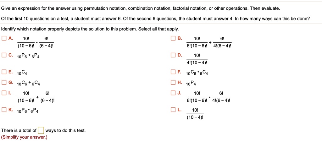 SOLVED: Give An Expression For The Answer Using Permutation Notation ...