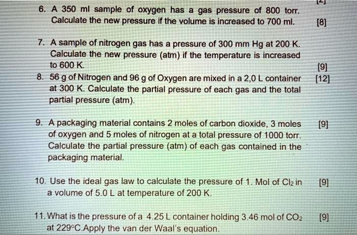 SOLVED: Gases And Vapor: Please Answer All Questions. Thank You In ...