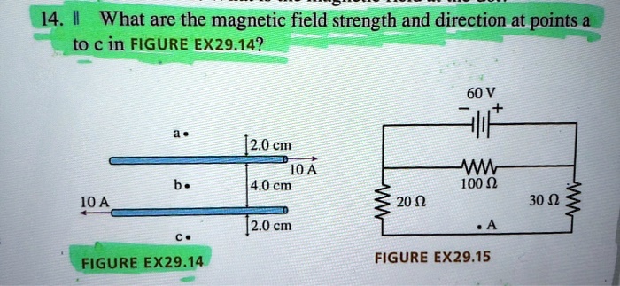 SOLVED: 14. What are the magnetic field strength and direction at ...