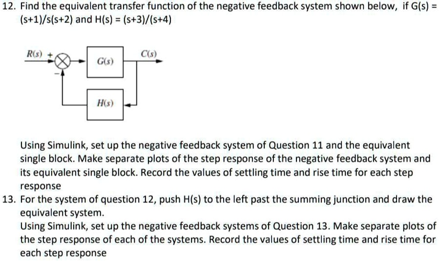 SOLVED: 12. Find the equivalent transfer function of the negative ...