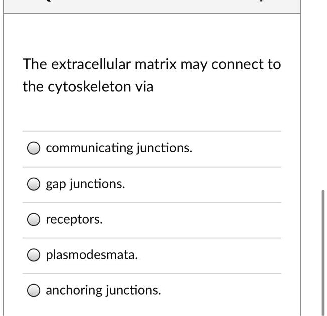 SOLVED: The Extracellular Matrix May Connect To The Cytoskeleton Via ...