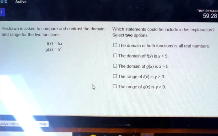 Keshawn is asked to compare and contrast the domain and...