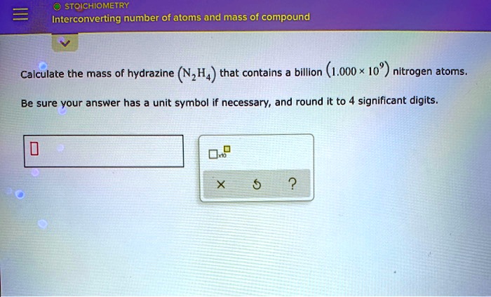 Interconverting number of atoms outlet and mass of compound