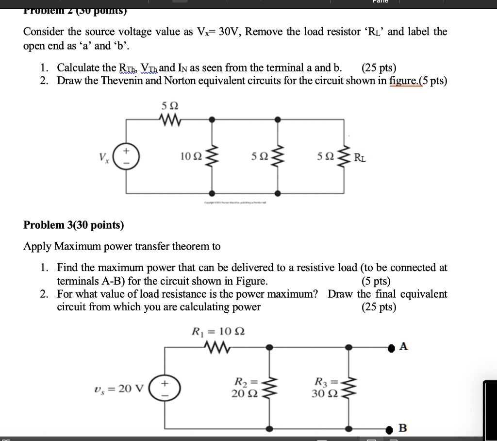 SOLVED Title Maximum Power Transfer Theorem and Thevenin/Norton